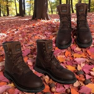Ariat Men's Brown Leather Boots SIZE 8.5D VGC‎ WATERPROOF; SLIP & OIL RESISTANT
